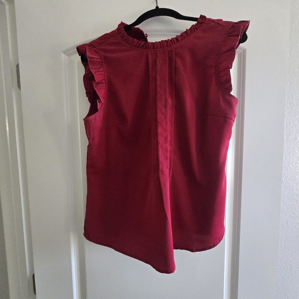 Allegra K Burgundy Ruffle Sleeve Blouse